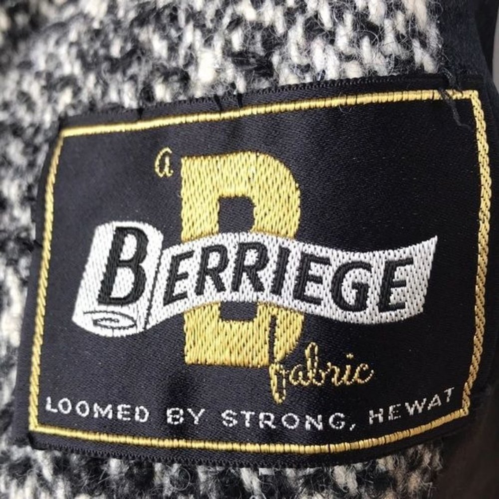 Vintage Livingston Bros Berriege Wool Fur Coat Black & White Fur CollarJacket Si - Picture 5 of 11